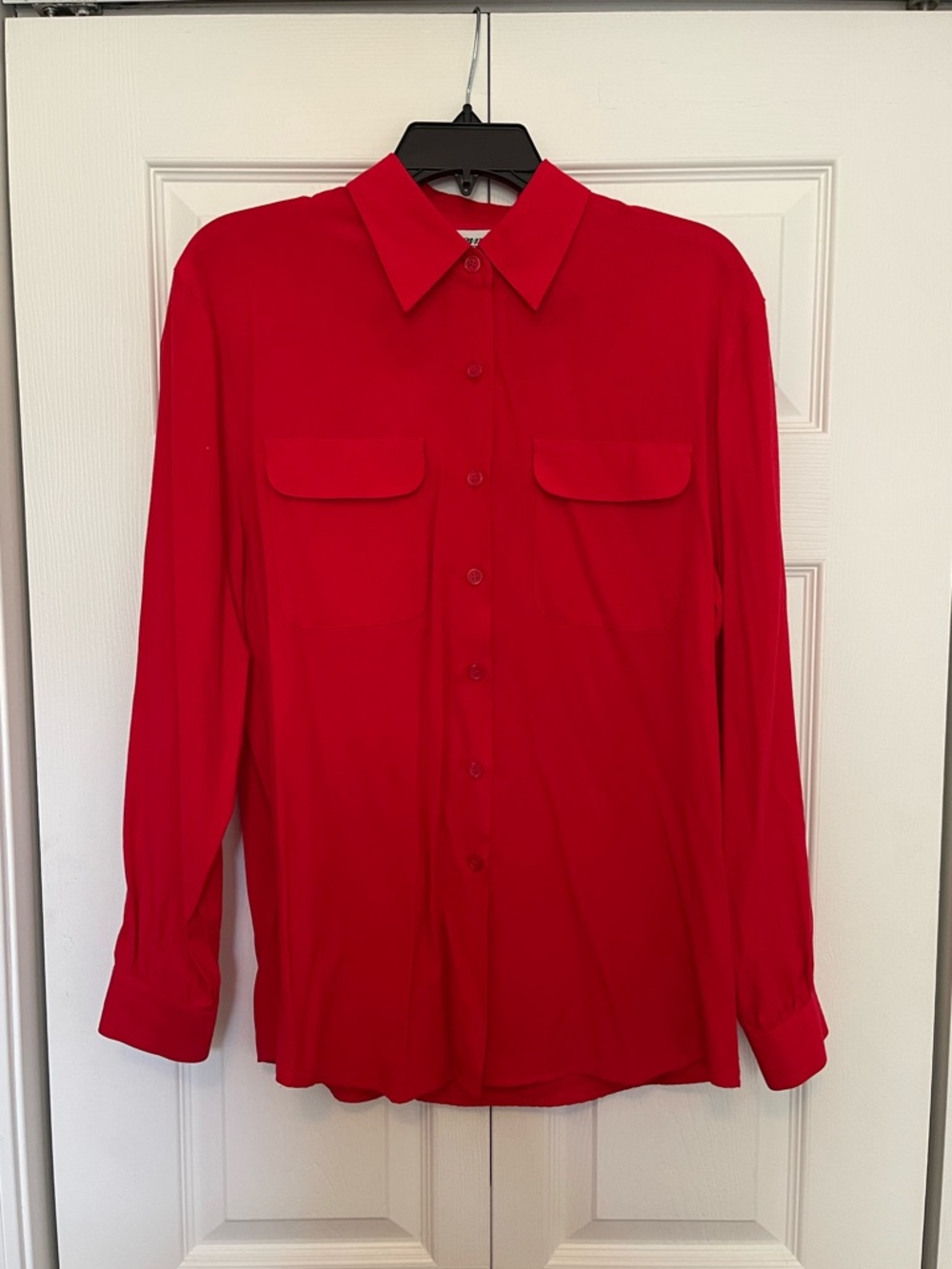 Vintage Joanna Red Button-Down Blouse - Size Medium